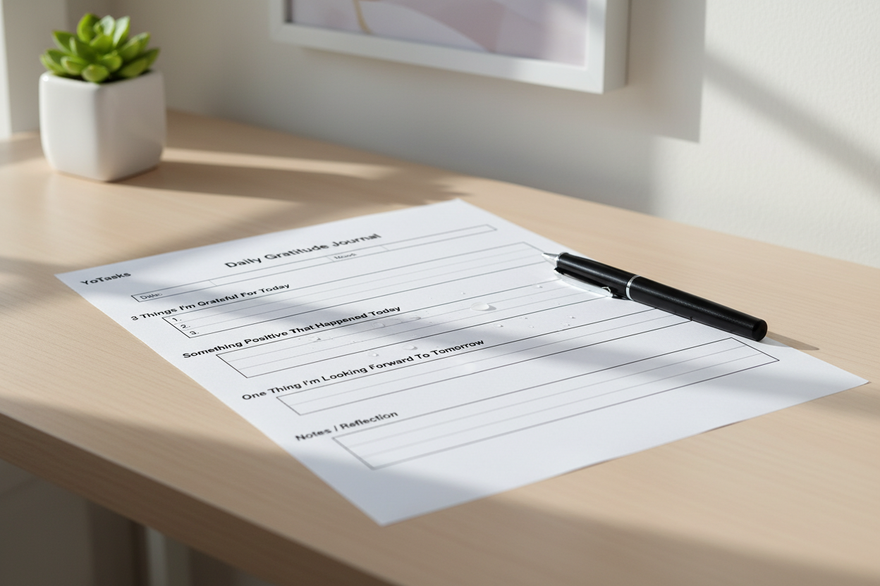 Daily Gratitude Journal Printable | Gratitude Worksheet PDF | Mindfulness Reflection Planner