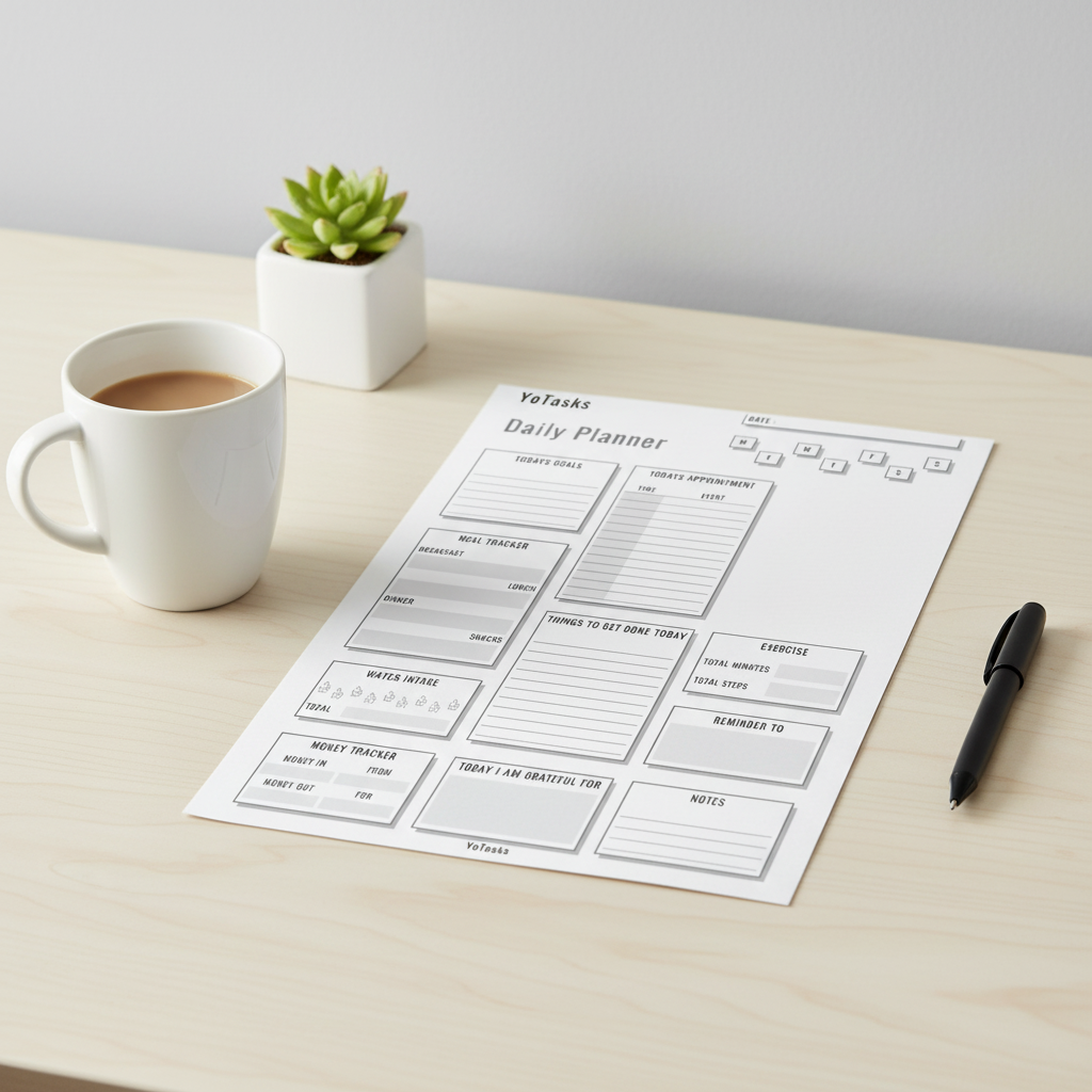 YoTasks Daily Planner on desk
