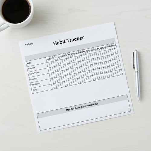 YoTasks Habit Tracker on desk