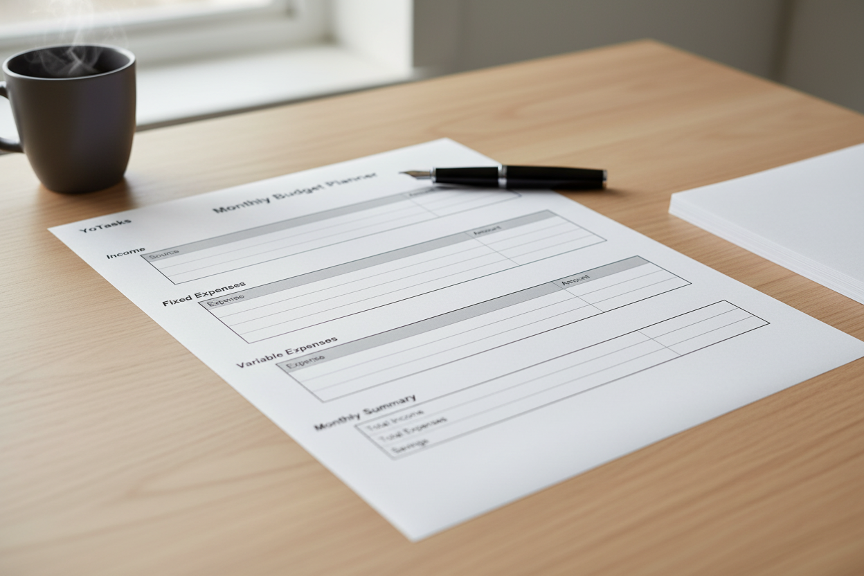 Monthly Budget Planner Printable | Expense Tracker PDF | Personal Finance Worksheet