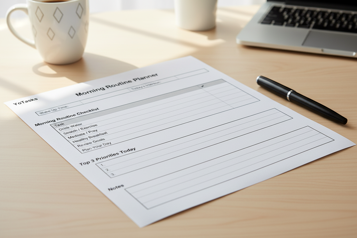 Morning Routine Planner Printable | Daily Routine Checklist PDF | Productivity Planner