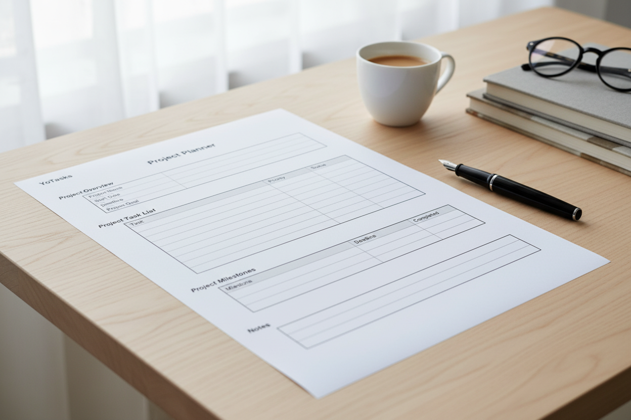 Project Planner Printable | Project Management Planner PDF | Task & Milestone Tracker