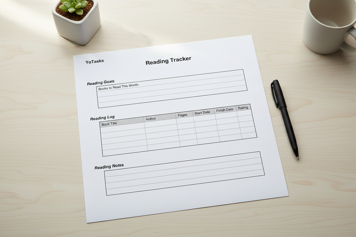 Reading Tracker Printable | Book Reading Log PDF | Monthly Reading Planner