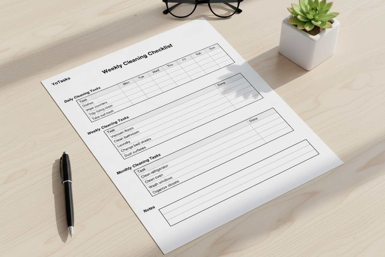Weekly Cleaning Checklist Printable | Home Cleaning Planner PDF | Household Cleaning Tracker