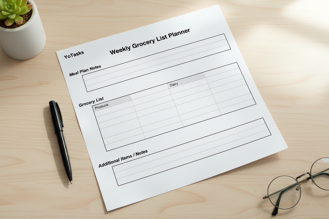 Weekly Grocery List Printable | Grocery List Planner PDF | Shopping List Organizer
